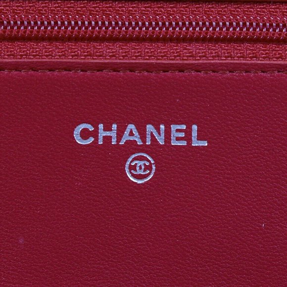 Wallet on Chain WOC Red Quilted Lambskin Leather CC Crossbody Bag - Picture 6 of 7